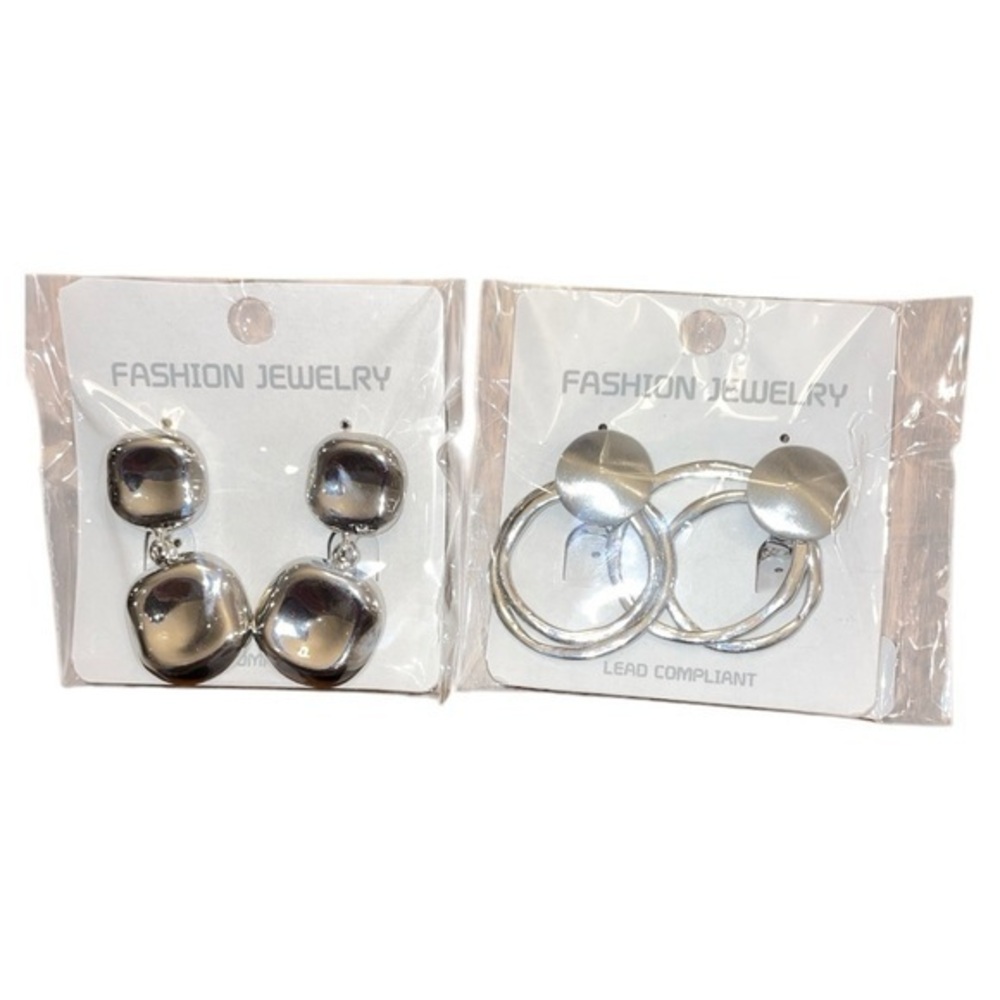 Clip On Earrings Lot of 2 Dangle Door‎ Knocker Style Silver Tone So Good Jewelry